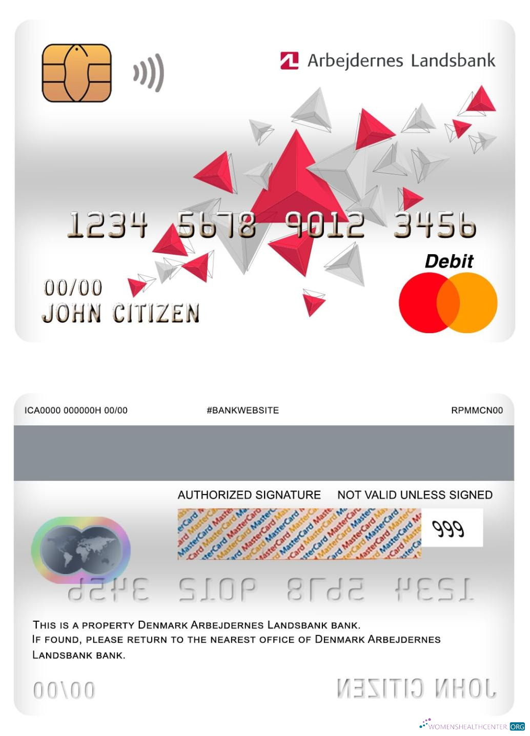 Download Denmark Arbejdernes Landsbank bank master debit card Photoshop template